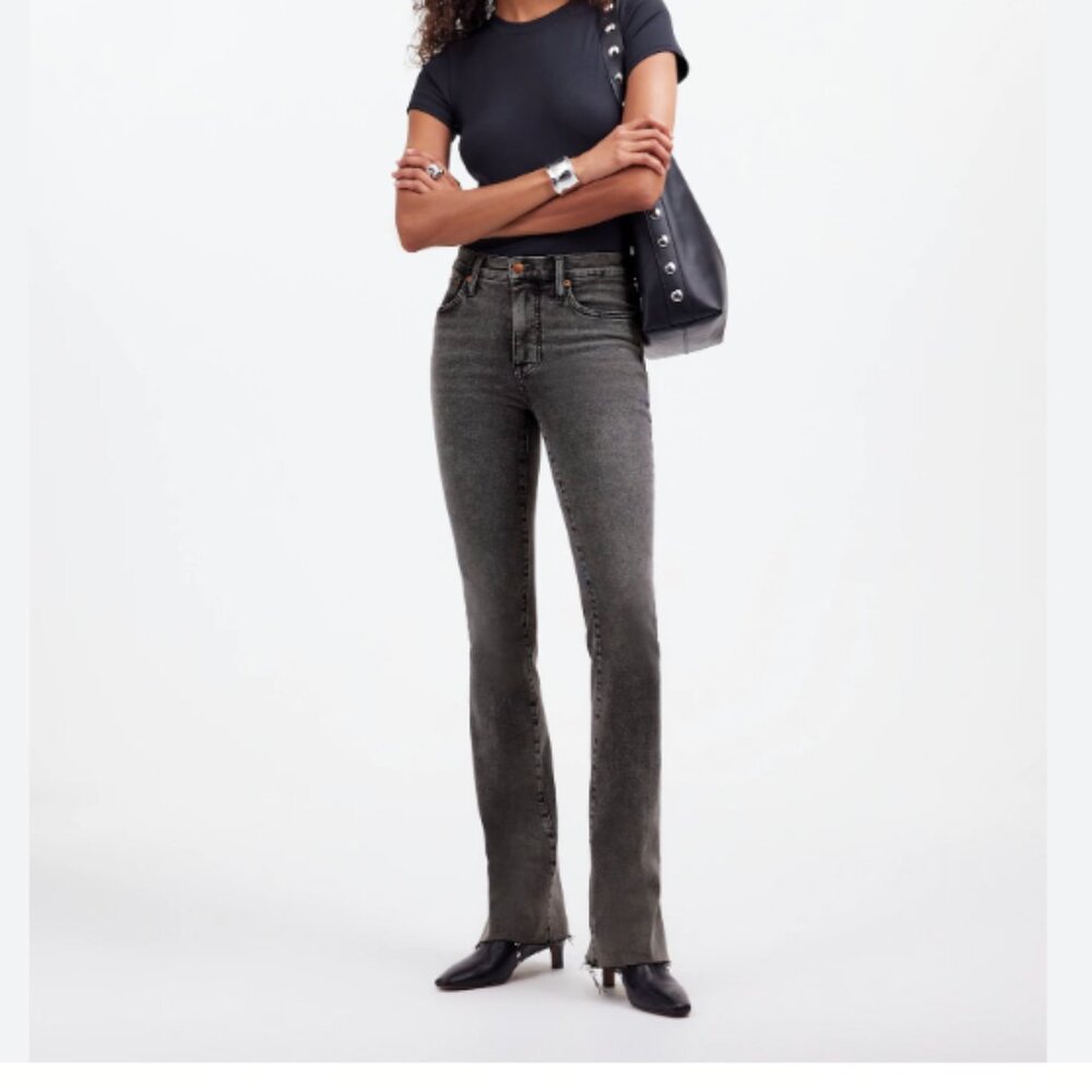 Madewell kick out full length Charcoal black gray Flare Jeans 30